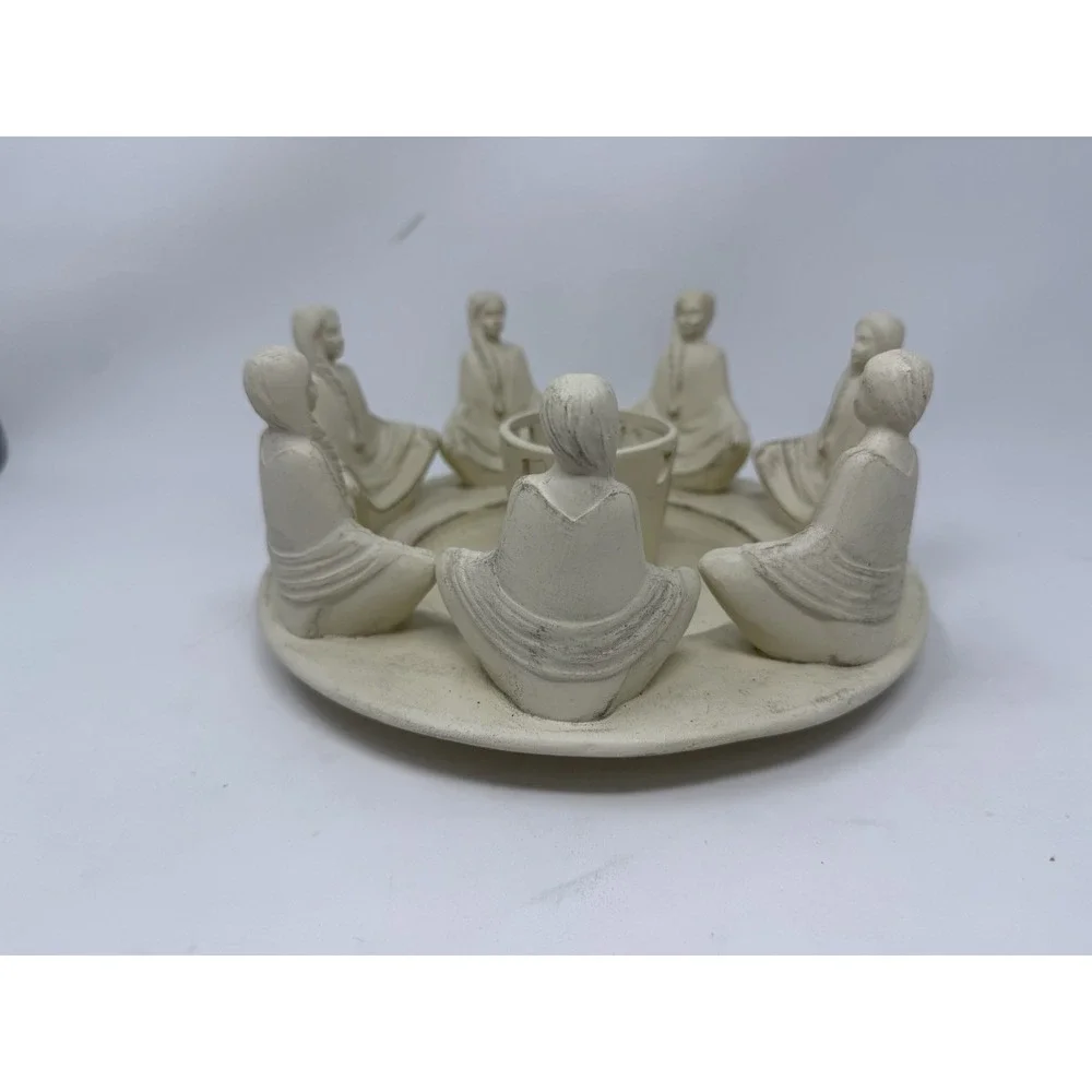 Circle Of 7 Friends Wise Women  Candle Holder Ceramic Decor